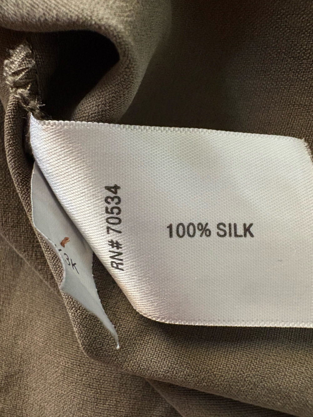 Orvis 100% Silk Button Up Blouse Women's Large Olive Taupe Shirt - Picture 3 of 7